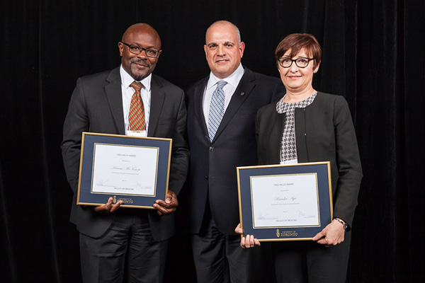 Kwame McKenzie (left) and Branka Agic (right) with CPD Vice Dean Dimitri Anastakis (centre)