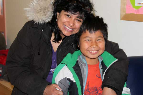 Dr. Banerji and Nathan during their trip to Iqaluit in 2013.